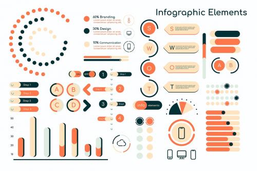 Orange infographic design elements vector collection - 1188103