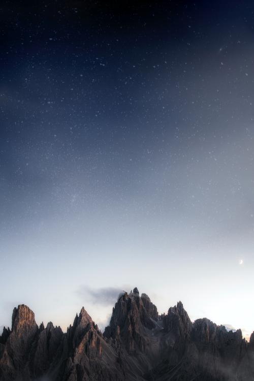 Tre Cime di Lavaredo at night in the Dolomites, Italy - 2092732
