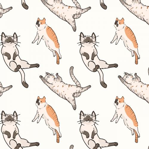 Cats doodle seamless patterned background vector - 1199520