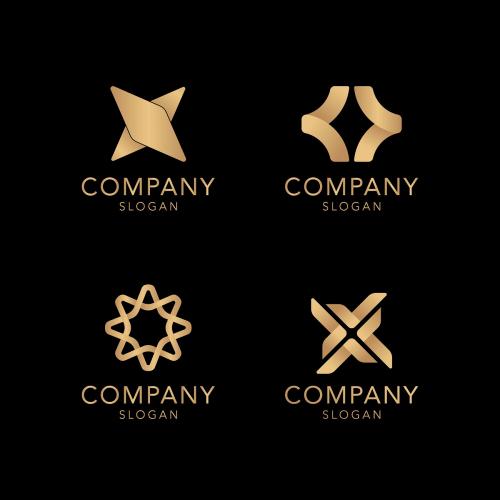 Golden company logo collection vector - 1199841