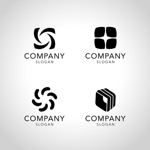 Black company logo collection vector - 1199849