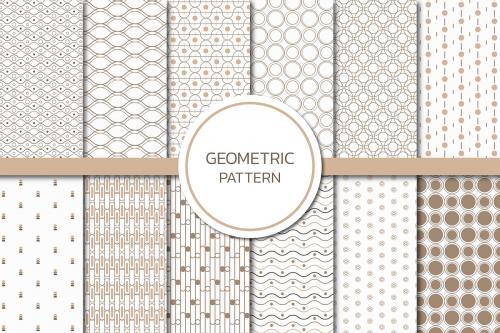 Seamless geometric pattern vector set - 1200327