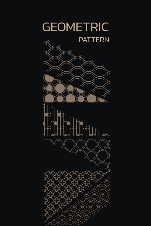 Black seamless geometric pattern vector set - 1200408