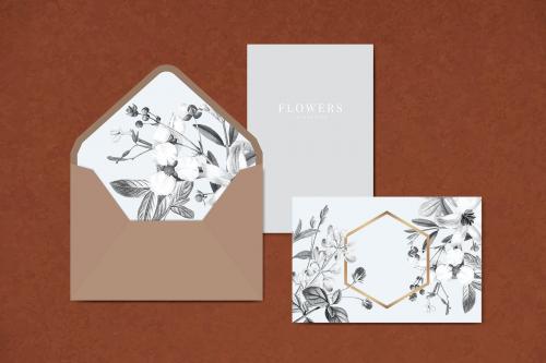 Blank floral card design vector - 1201141