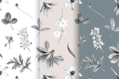 Blooming flowers pattern vector collection - 1201153