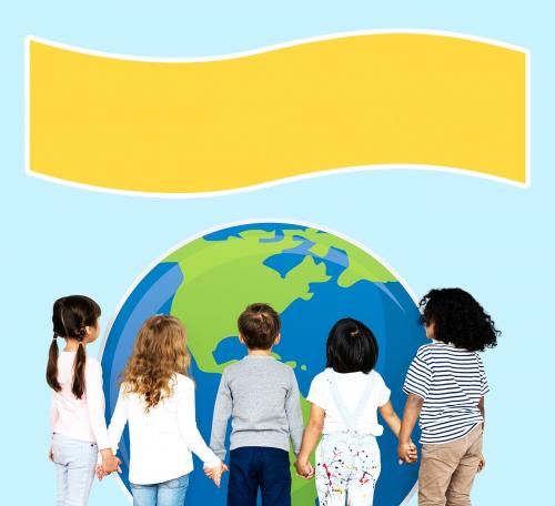 Diverse kids protecting the world for an environment awareness campaign - 504137
