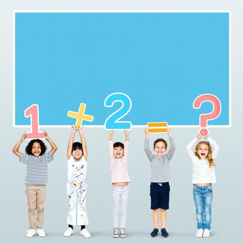 Cheerful diverse kids learning mathematics - 504148