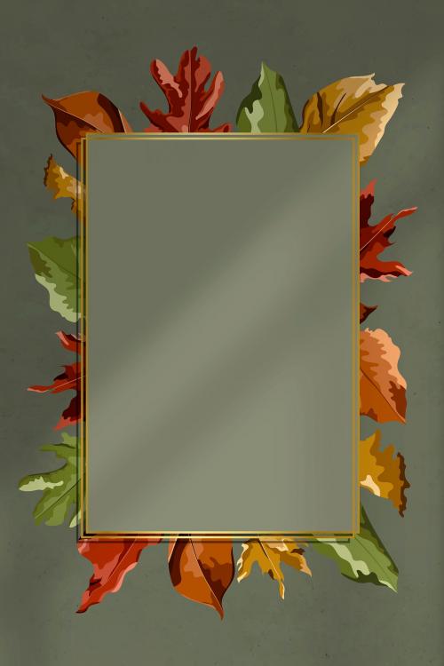 Blank rectangle leafy frame vector - 1202872