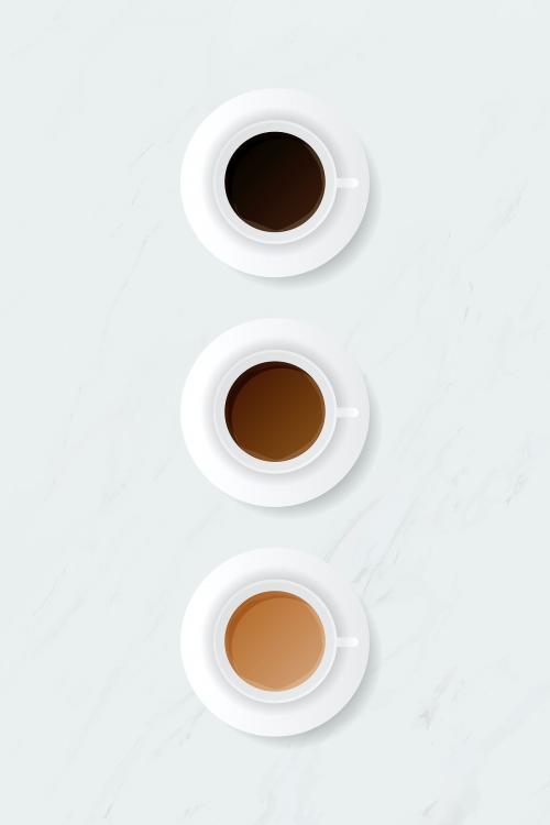 Coffee cup on white marble background template vector - 1202916