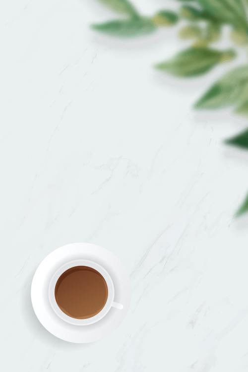 Coffee cup on white marble background template vector - 1202941