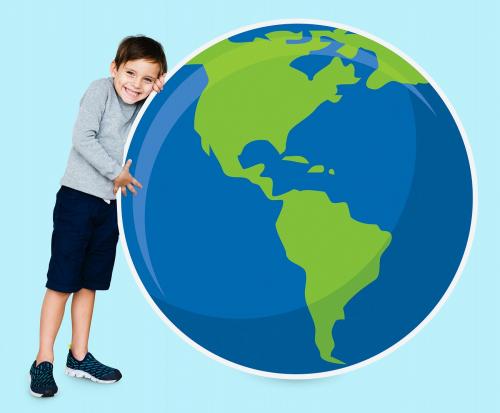 Young boy hugging planet earth - 504196