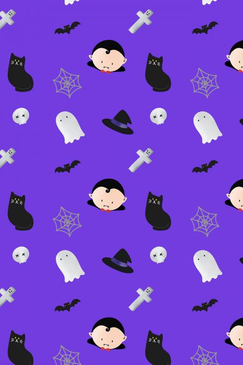 Halloween patterned seamless purple background vector - 1206436