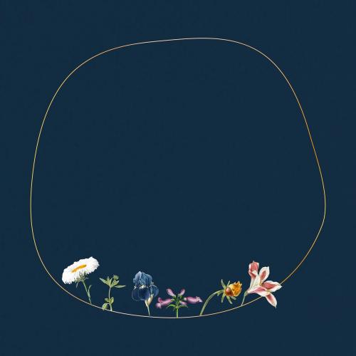 Blank floral round frame vector - 1208803