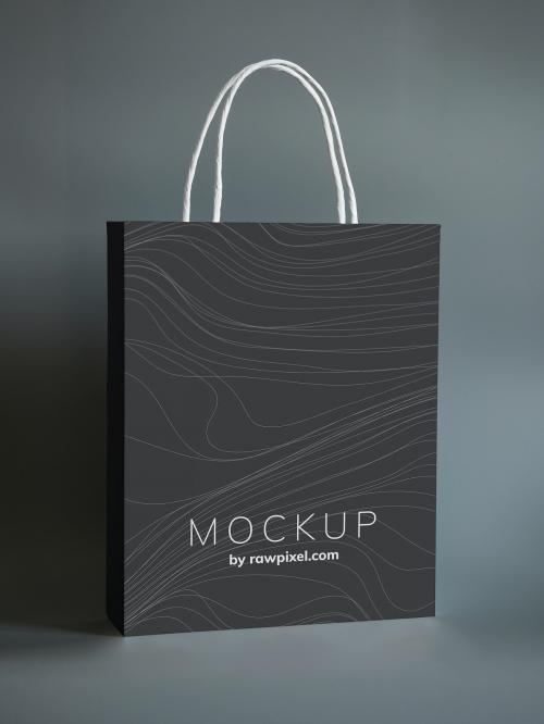 Black paper bag design mockup - 502920