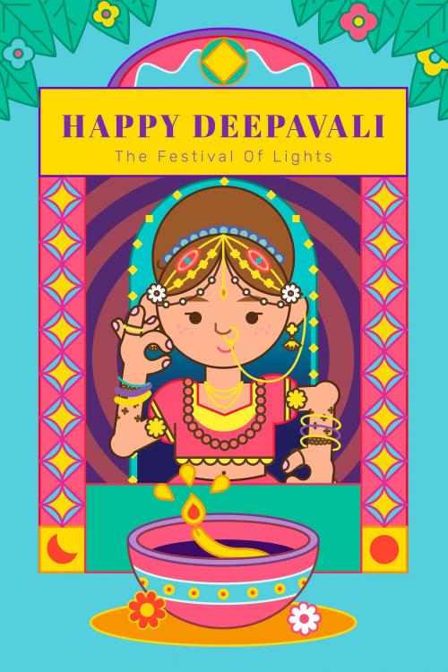 The goddess Lakshmi Diwali festival background vector - 1180541
