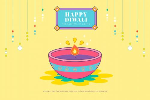Happy Deepavali, the festival of lights background vector - 1180551