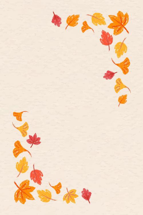 Autumn foliage frame beige template vector - 1180780