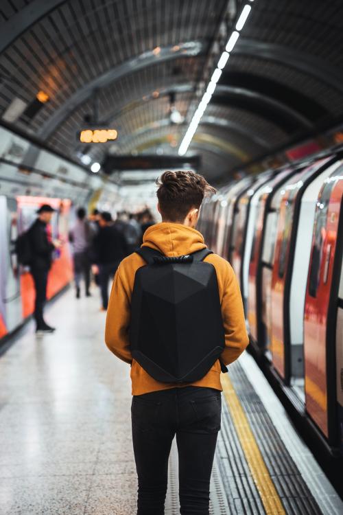 Man walking inside of underground tube in London - 2047642