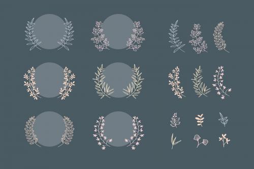 Botanical laurel wreath collection vector - 1198980