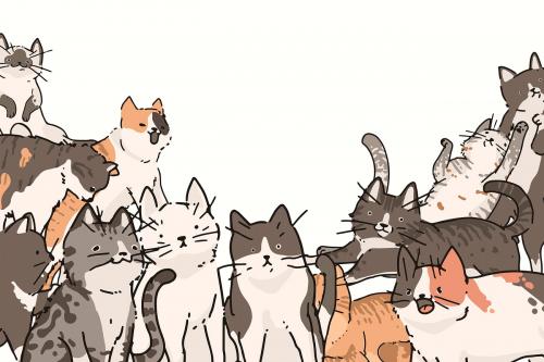 Cats doodle pattern background vector - 1199469