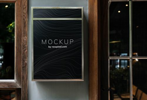 Black restaurant signboard design mockup - 502995