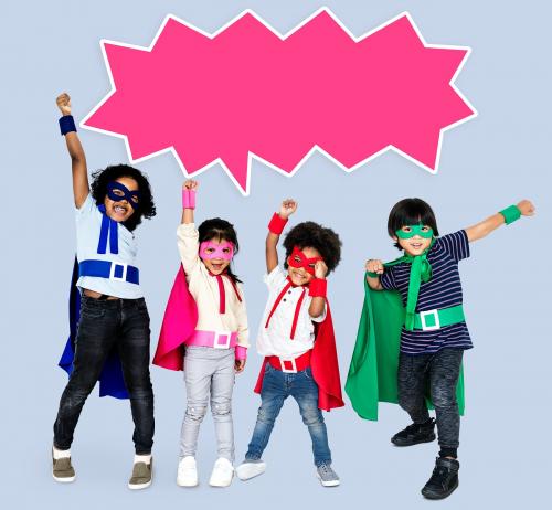 Cute kids wearing superhero costumes - 503819