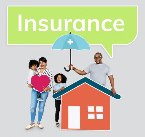 Family with a home insurance protection plan - 503830