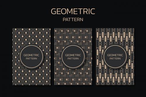 Seamless geometric pattern vector set - 1200367