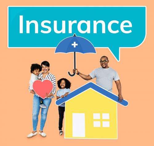 Family with a home insurance protection plan - 503846