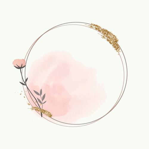 Blooming round floral frame vector - 1201187