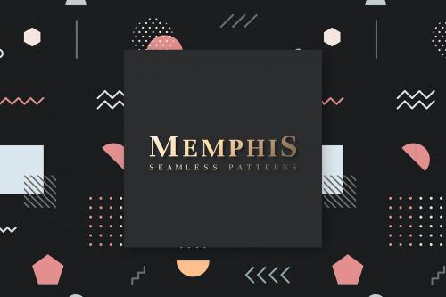 Black Memphis pattern wallpaper vector - 1201401