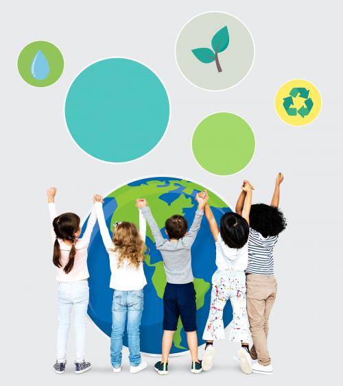 Diverse kids spreading environmental awareness - 503882