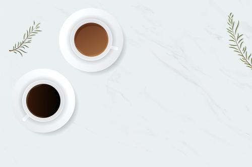 Coffee cup on white marble background template vector - 1202925
