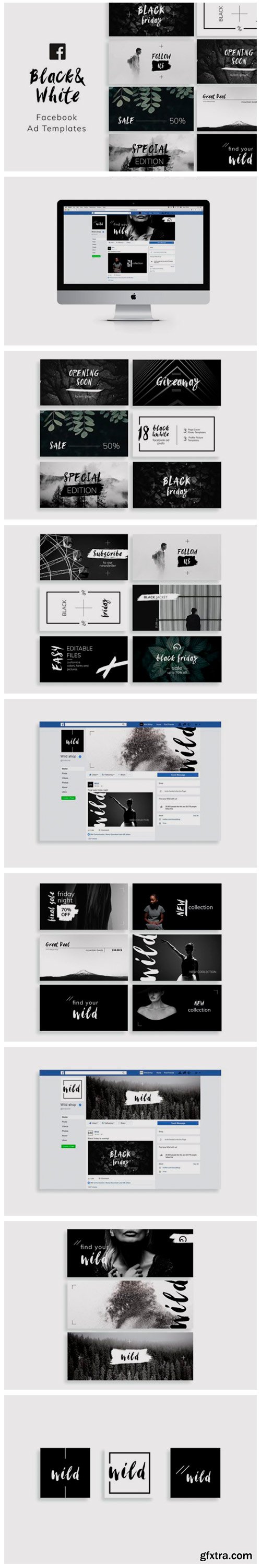 Black & White Facebook Ad Templates 4314070
