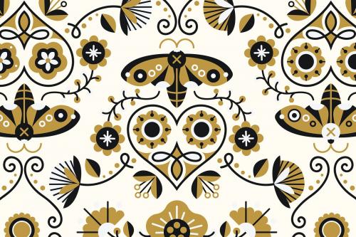 Folk art design element patterned background vector - 1205127