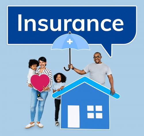 Family with a home insurance protection plan - 503908