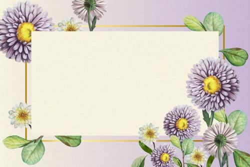 Floral gold frame on purple background vector - 1205829