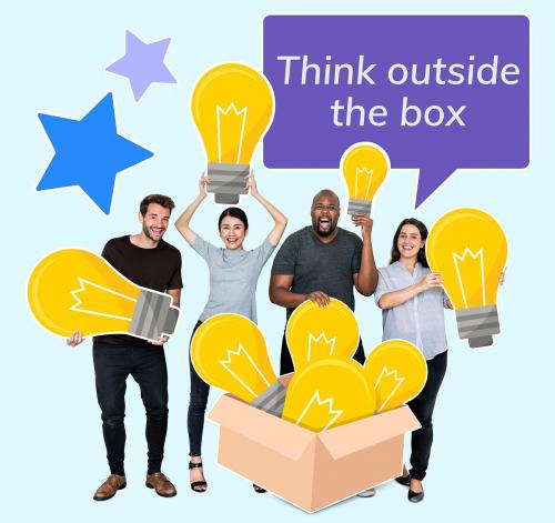 Creative people thinking outside of the box - 493336