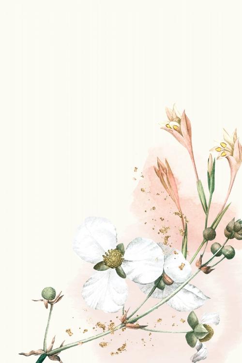 White flower on a beige background vector template - 1208744