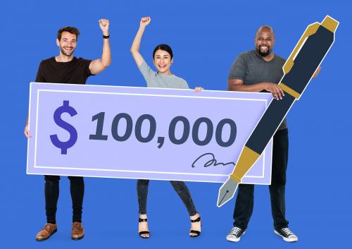 People holding a 100,000 dollar check - 493364
