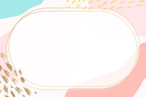 Oval gold frame on colorful Memphis pattern background vector - 1209372
