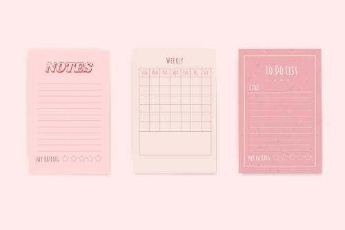 Pink notepad planner set vector - 1209452
