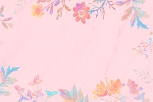 Blank pink floral frame vector - 1209676