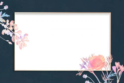 Blank floral rectangle frame vector - 1209727