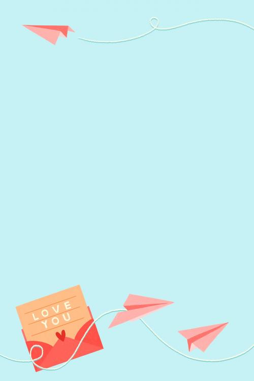 Love letter and paper plane background illustration - 2041449