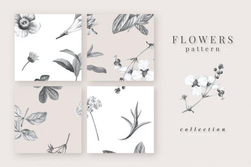Blooming flowers pattern vector collection - 1201102