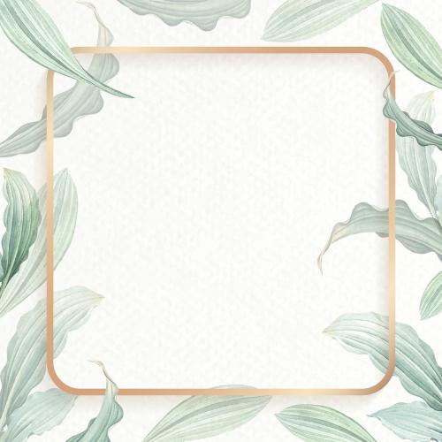 Blank square leafy background vector - 1208827