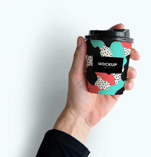 Colorful takeaway coffee cup mockup design - 502658