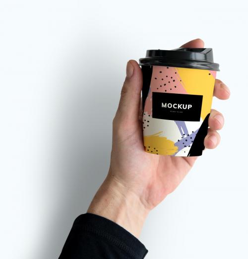 Colorful takeaway coffee cup mockup design - 502675