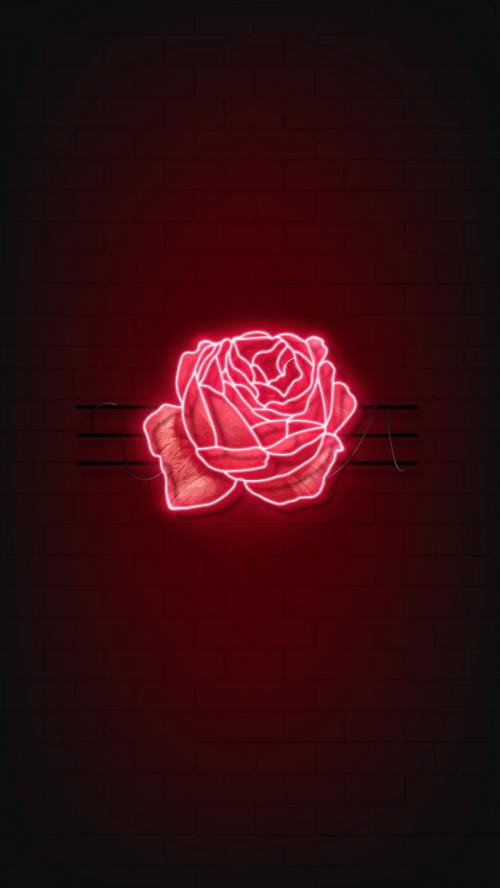 Red neon rose mobile phone background vector - 2102952